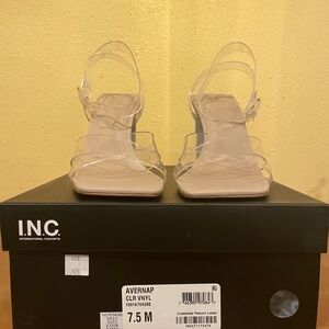 I.N.C Averna Ankle-Strap Dress Sandals, Beige/Clear, Women Size 7.5